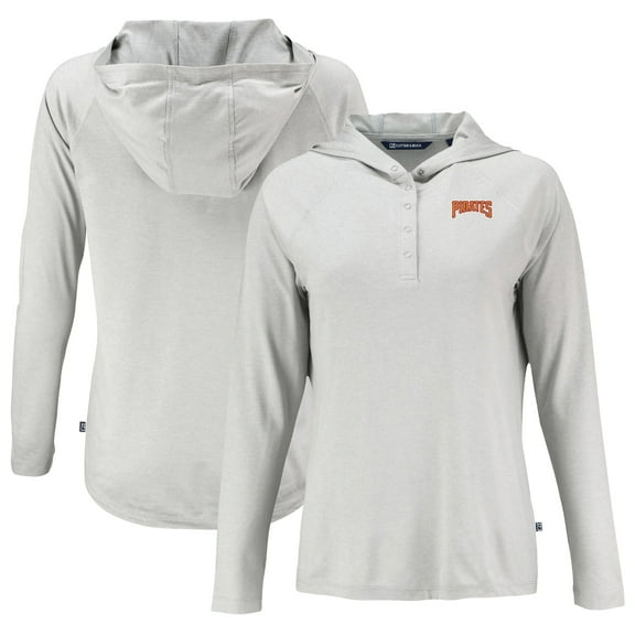 Women's Cutter & Buck Gray Pittsburgh Pirates Cooperstown Collection Coastline Epic Comfort Eco Recycled Hoodie Raglan