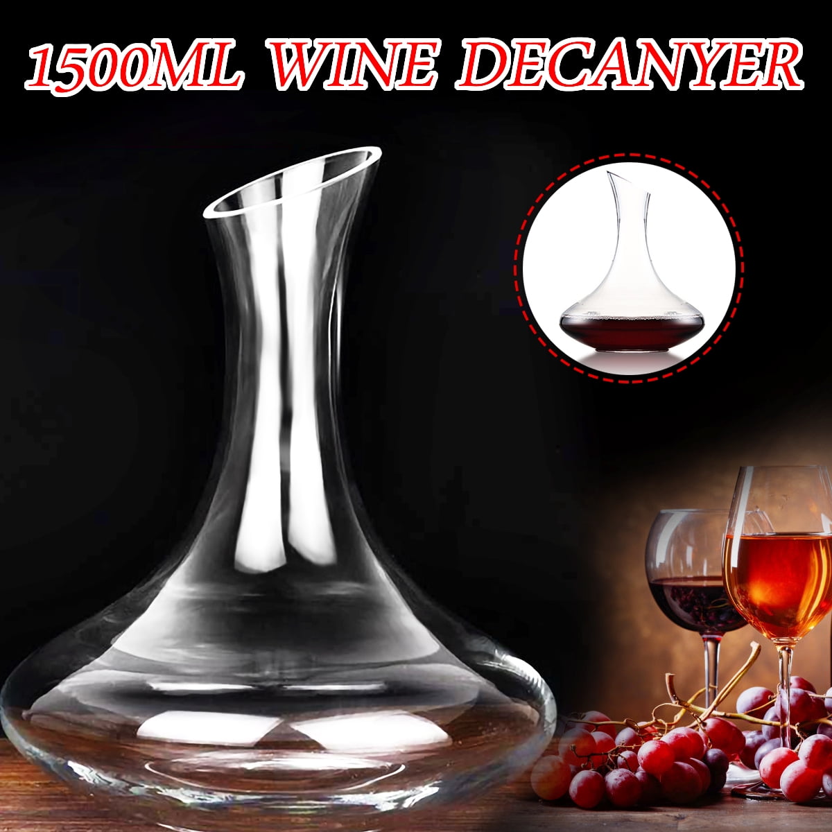 1500ML Wine Decanter U Shaped Luxuriou Crystal Glass Wine Pourer Red Wine Carafe 
