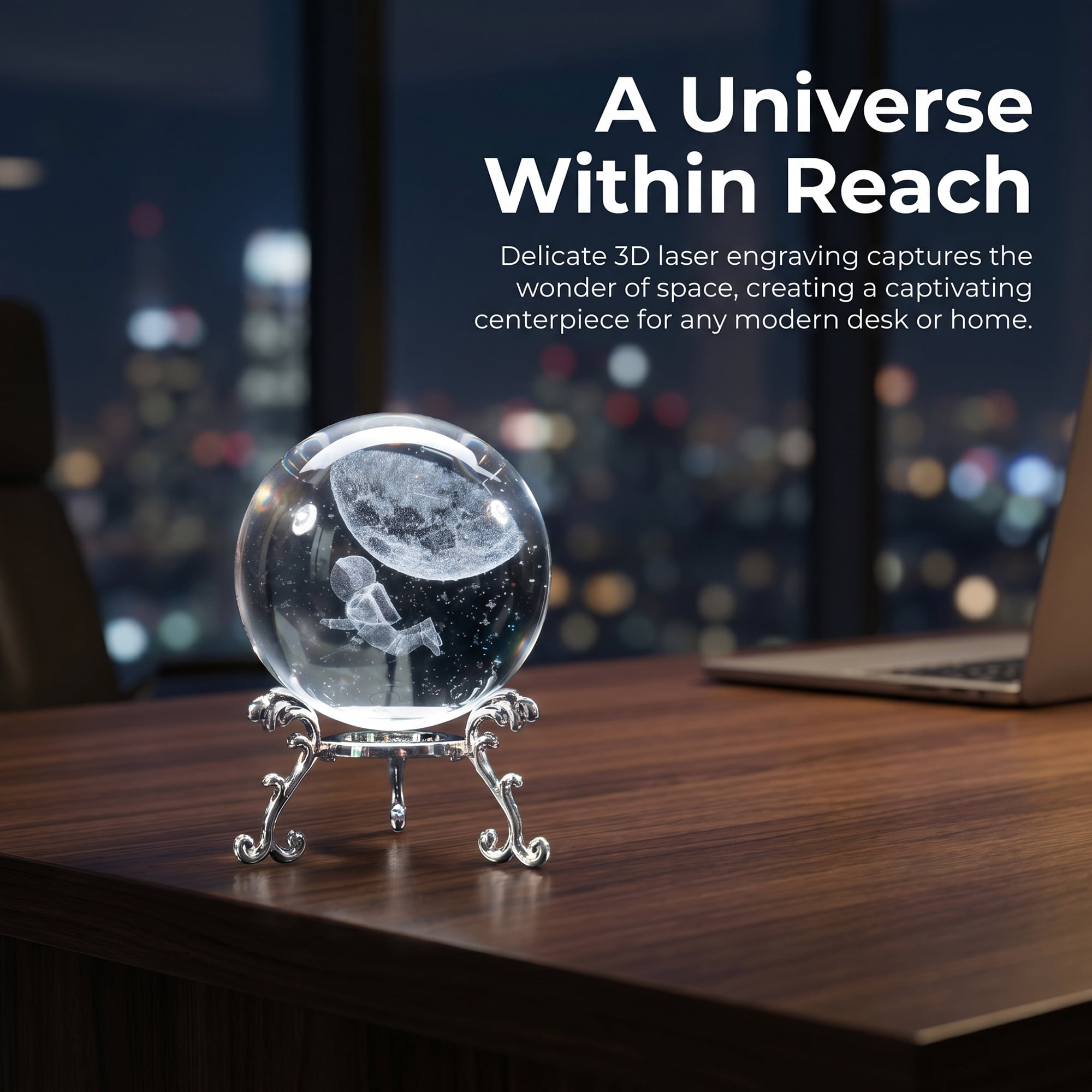 Unique Bargains Crystal Ball Figurine 3D Glass Paperweight with Base Clear Style G