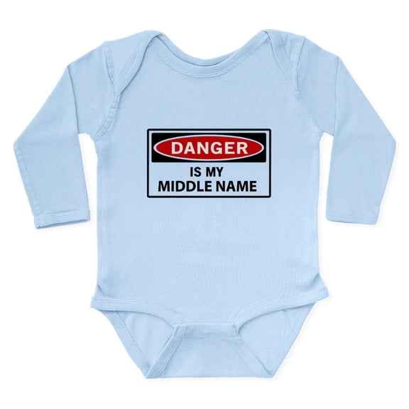 CafePress - DANGER Is My Middle Name Body Suit - Long Sleeve Cotton Baby Bodysuit