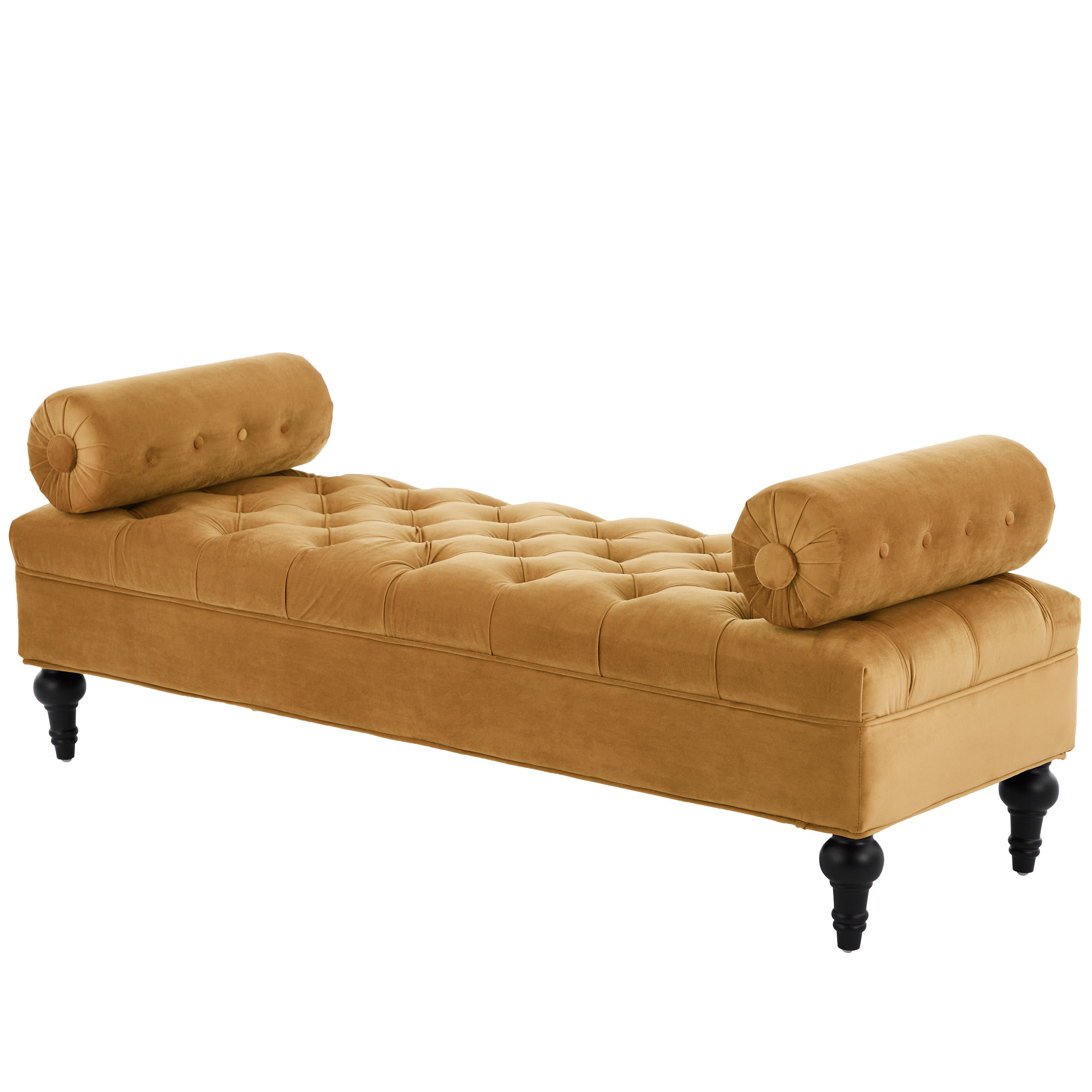Christopher Knight Home 60" Modern Velvet Upholstered Bench with 2 Detachable Pillows, Comfy Ottoman, Yellow