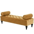thumbnail image 3 of Christopher Knight Home 60" Modern Velvet Upholstered Bench with 2 Detachable Pillows, Comfy Ottoman, Yellow, 3 of 12