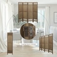 thumbnail image 7 of Fionafurn Room Divider 4 Panel, Wooden Folding Privacy Screens Portable Partition Room Dividers,Brown, 7 of 7