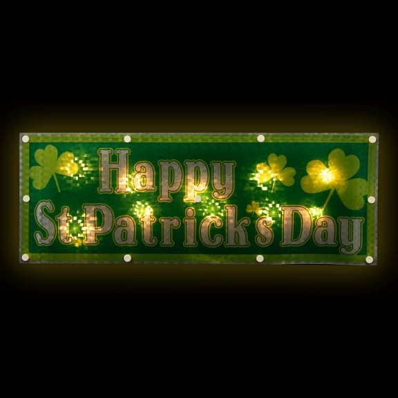 Northlight Lighted Holographic Happy St. Patrick's Day Window Decoration - 17"