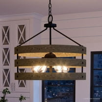 Urban Ambiance Luxury Coastal Pendant, Size: 18-1/4"H x 21-5/8"W, with Rustic Style Elements, Charcoal Finish, UHP2474