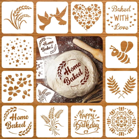 "Baking Stencil Set for decorating bread, cake, coffee, pie & cookie with your own unique design