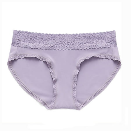 Ambrielle Lace-Trim Cheeky Everyday Panty - Lavender Dusk - Ladies Small