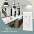 thumbnail image 4 of TOPGREENER Kalide Dual Load Dimmer Light Switch, Double LED Dimmer, Full Range, Single Pole, 120VAC, 60Hz, 200W LED/CFL, Neutral Wire Not Required, TGDDS-W, White, 4 of 6