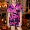 thumbnail image 2 of CAIVO Girls Halloween Pajama Sets Sleepwear 2 Piece Short Sleeve Lapel Button Down Shirts Tops With Shorts For Kids Pjs, 2 of 4