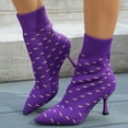 thumbnail image 3 of SACFOF Womens Knit Ankle Boots Pointed Toe Kitten Heels Booties Low Heel Ankle Boots, 3 of 6