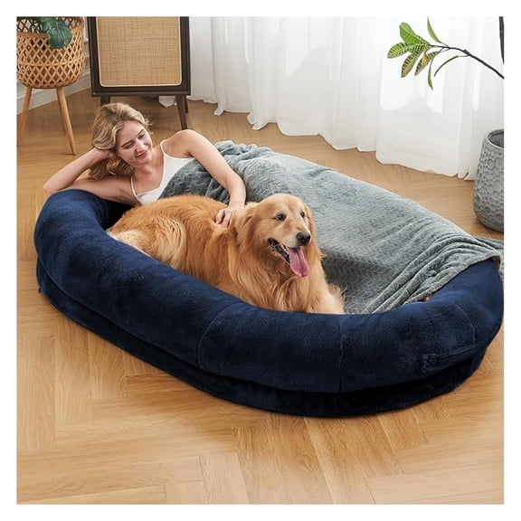 Human Dog Bed - Dog Beds for Humans Size Fits You and Pets - Flufelbed Cloud Bed for Humans and Dogs - 72"x48"x10" Large Navy