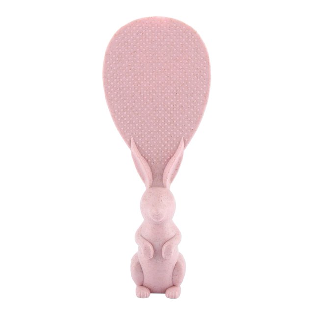 Hukapapa Paja de Trigo Antiadherente Soporte de Cuchara de Paleta de Arroz de Grado Alimenticio Forma de Conejo (Rosa)