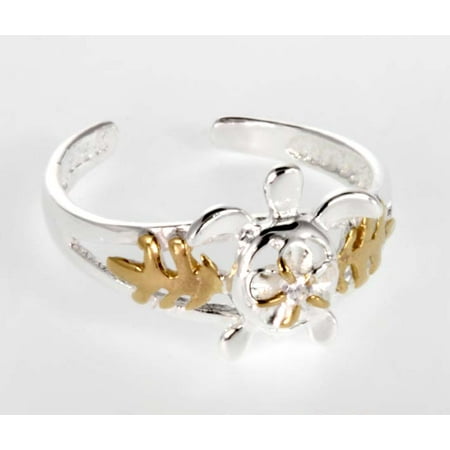 Hawaiian Jewelry - R.H. Jewelry Hawaii Silver Toe ring - Two Tone Sea Turtle Toering