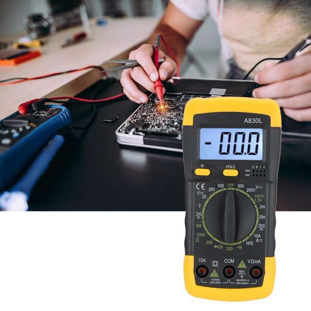 Multimeter, AC & DC Multimeter, Digital Multimeter Plastic Automatic Recovery Overload Protection Circuit Design For Laboratories Factories Yellow Black