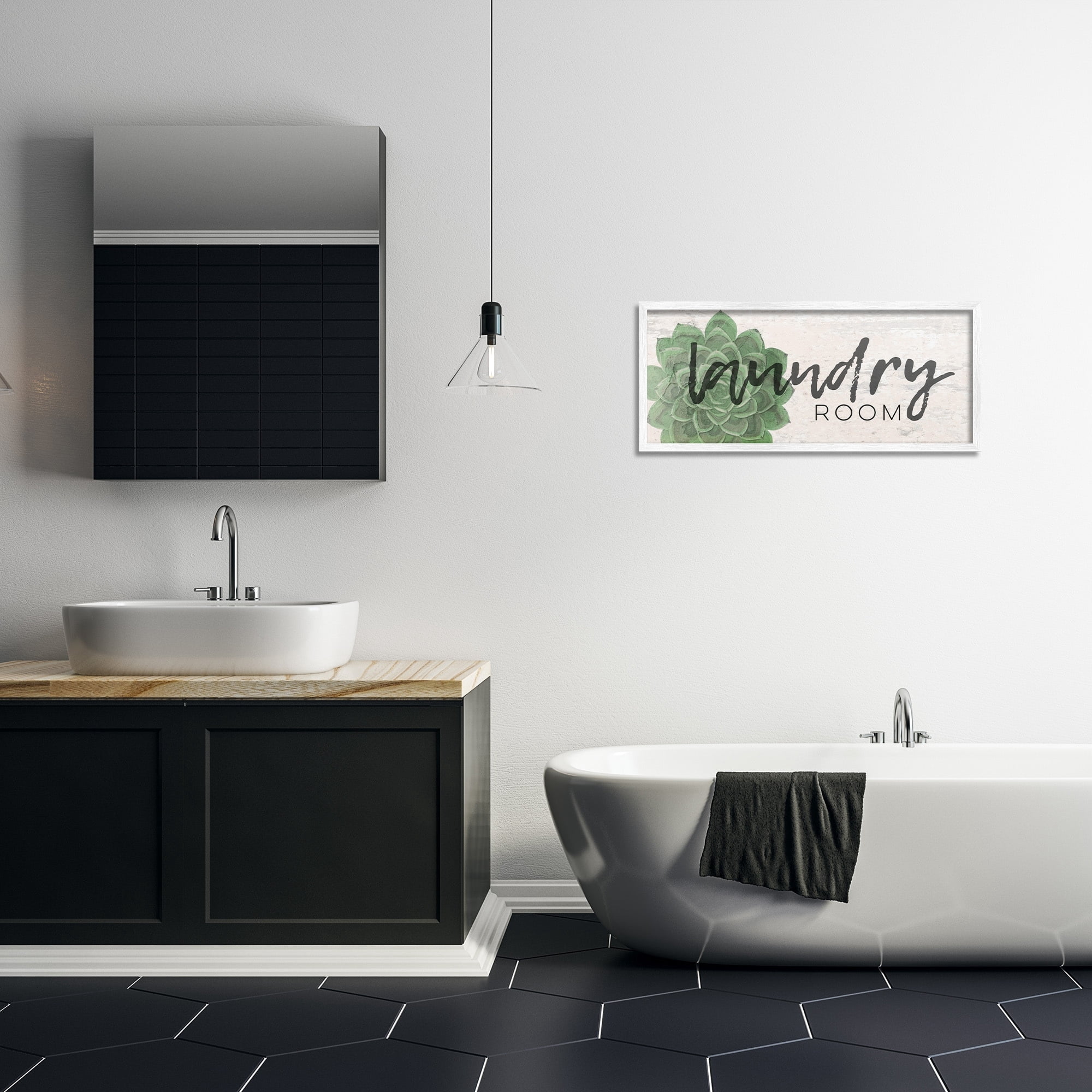 Stupell Industries Laundry Room Green Succulent Soft Textured Paper Look, 13 x 30,Design by Jessica Mundo