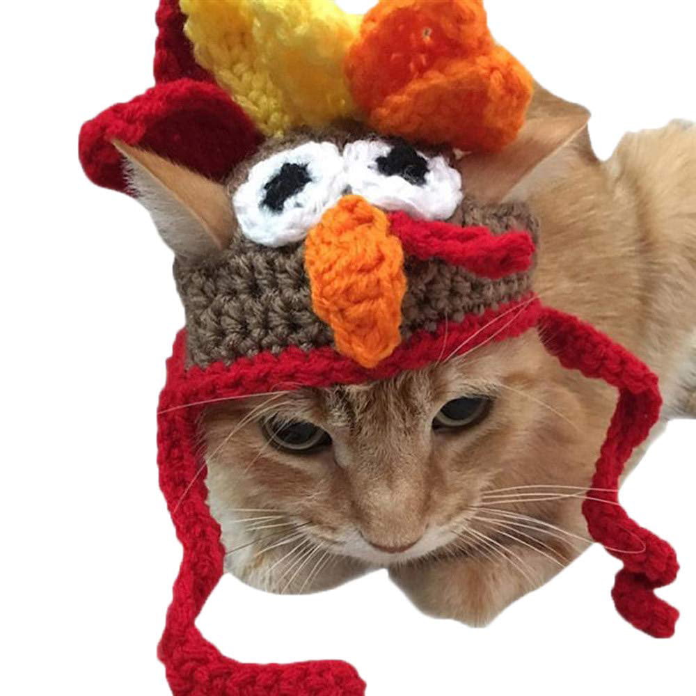 Cat Halloween Thanksgiving Costume Turkey Drumstick Hat Small Dog Kitten Hat for Cosplay Accessories and Party Favors