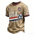 thumbnail image 3 of Soccer Cup 2026 Jersey for Men, Crew Neck Short Sleeve USA Stars Graphic Tee with Waffle Knit Texture - Lightweight Breathable Performance Top for Match Day & Gym Beige L, 3 of 5