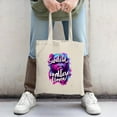 thumbnail image 2 of Stylish Tote Bag with Vibrant Purple & Blue Background Headphone Portrait and ' Svedd contlave lome ' Text - Perfect for Shopping & Travel, 2 of 4