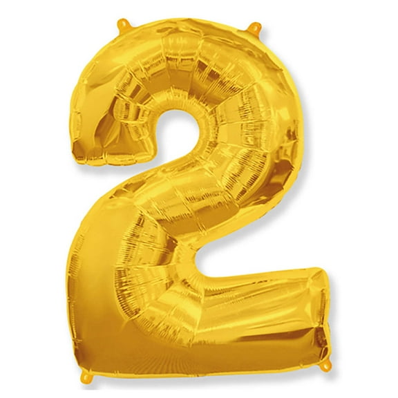 42 inch Number 2 - Gold Foil Mylar Balloon - Party Supplies Decorations