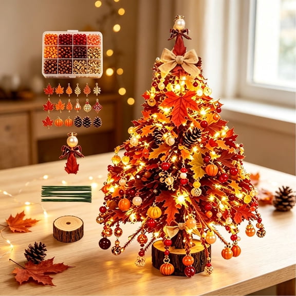 Sparkling LED Beaded Tabletop Christmas Tree DIY Kit, 3D Crystal Bead Art Ornament, Complete Craft Supplies, Festive Desk Mantel Decor for Teens Adults and Gift‑Giving