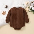 thumbnail image 2 of Ulanda Newborn Baby Girl Boy Sweater Knit Oversized Pullover Sweatshirt Romper (Brown, 3-6 Months), 2 of 5