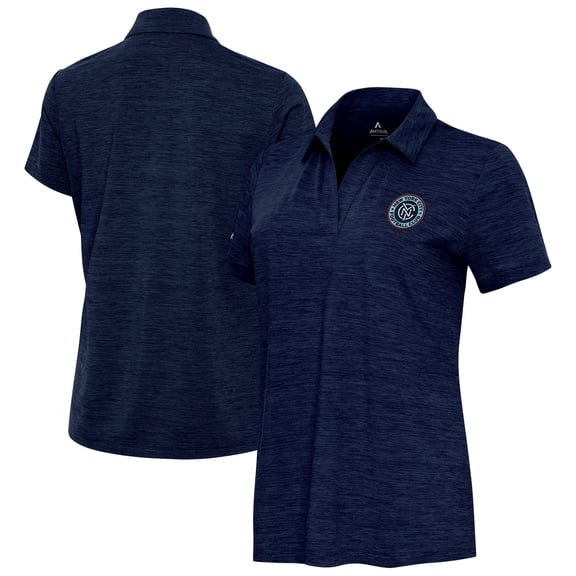 Women's-Antigua  Heather Navy New York City FC Layout V-Neck Polo