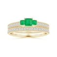 thumbnail image 4 of ANGARA Natural Aeon Square Emerald Three Stone Engagement Ring with Milgrain in 14K Yellow Gold for Women (Size-3.5mm) | May Birthstone, Anniversary, Jewelry Gift for Women | Natural Emerald Ring, 4 of 10