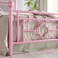 thumbnail image 4 of Einfach Twin Size Heavy Metal Bed with Vintage Headboard Pattern, Pink, 4 of 7