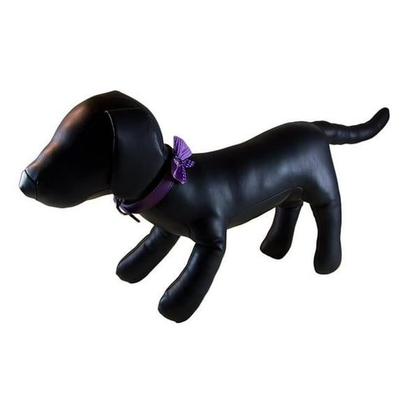 Polka Dot Bow Tie Dog Collar - Purple, Small