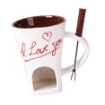 thumbnail image 1 of Taza para fondue de chocolate con tenedor, calentador de queso y mantequillera individual, ideal Blanco, 1 of 9