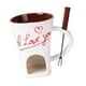 thumbnail image 1 of Taza para fondue de chocolate con tenedor, calentador de mantequilla y taza personal para derretir queso Blanco, 1 of 9