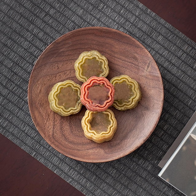 Bandeja redonda para servir, bandeja para aperitivos y frutas, centro de mesa, plato decorativo para cena, bandeja de madera para repostería, palé S