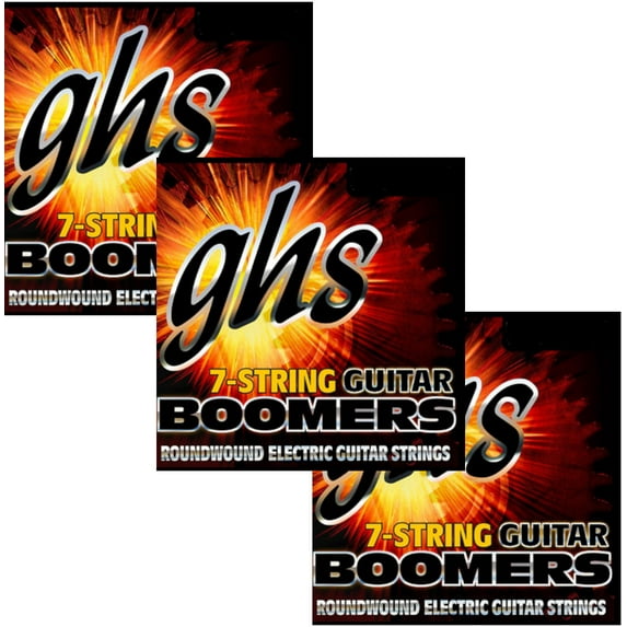 GHS Boomers Guitar Strings 3-Packs 7-String Roundwound Electric Light 9-58