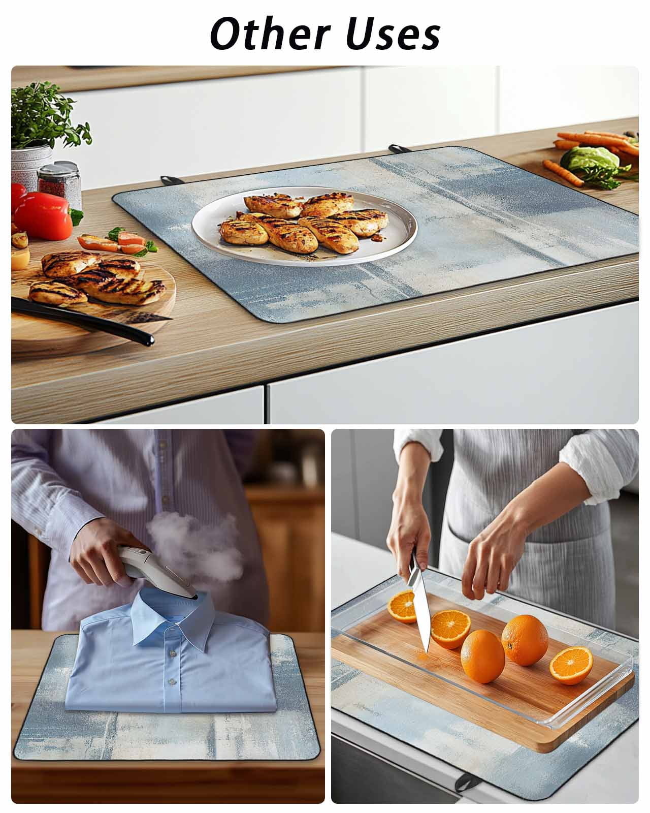 Stove Top Covers for Electric Stove, Blue Beige Glass Stovetop Cover Protector, Oil Painting Abstract Art Contemporary Induction Cooktop Protector Oven Mat for Kitchen Countertop 24"x21"