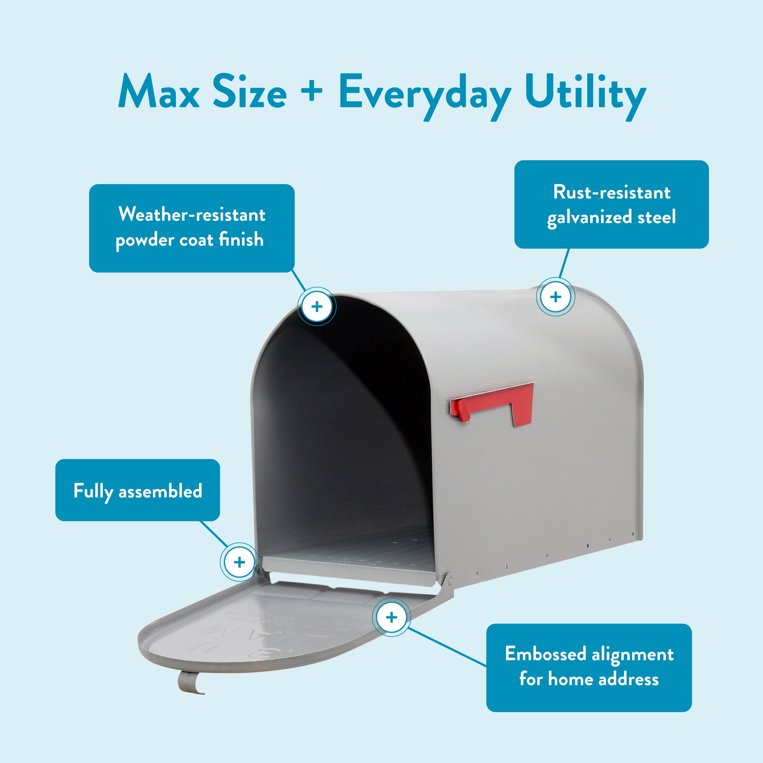 Architectural Mailboxes Stanley Galvanized Steel, Extra Large, Post-Mount Mailbox in Grey