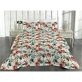 thumbnail image 2 of Ambesonne Floral Quilted Bedspread Set 3 Pcs, Retro Botany Exotic Leaves, Twin, Pale Rust Seafoam Emerald, 2 of 4