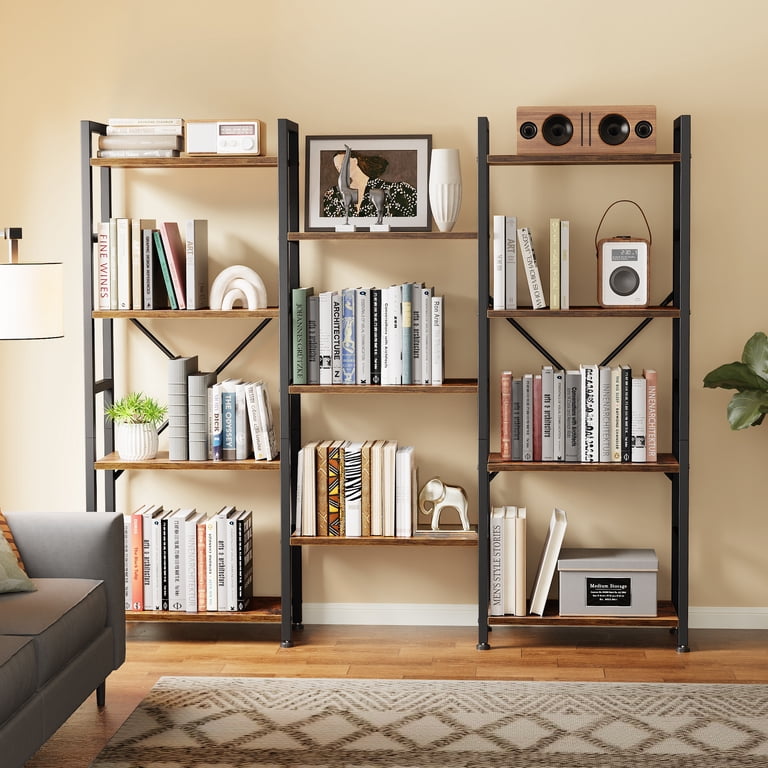 Amadwell 4-Tier Industrial Bookcase, Brown photo 7