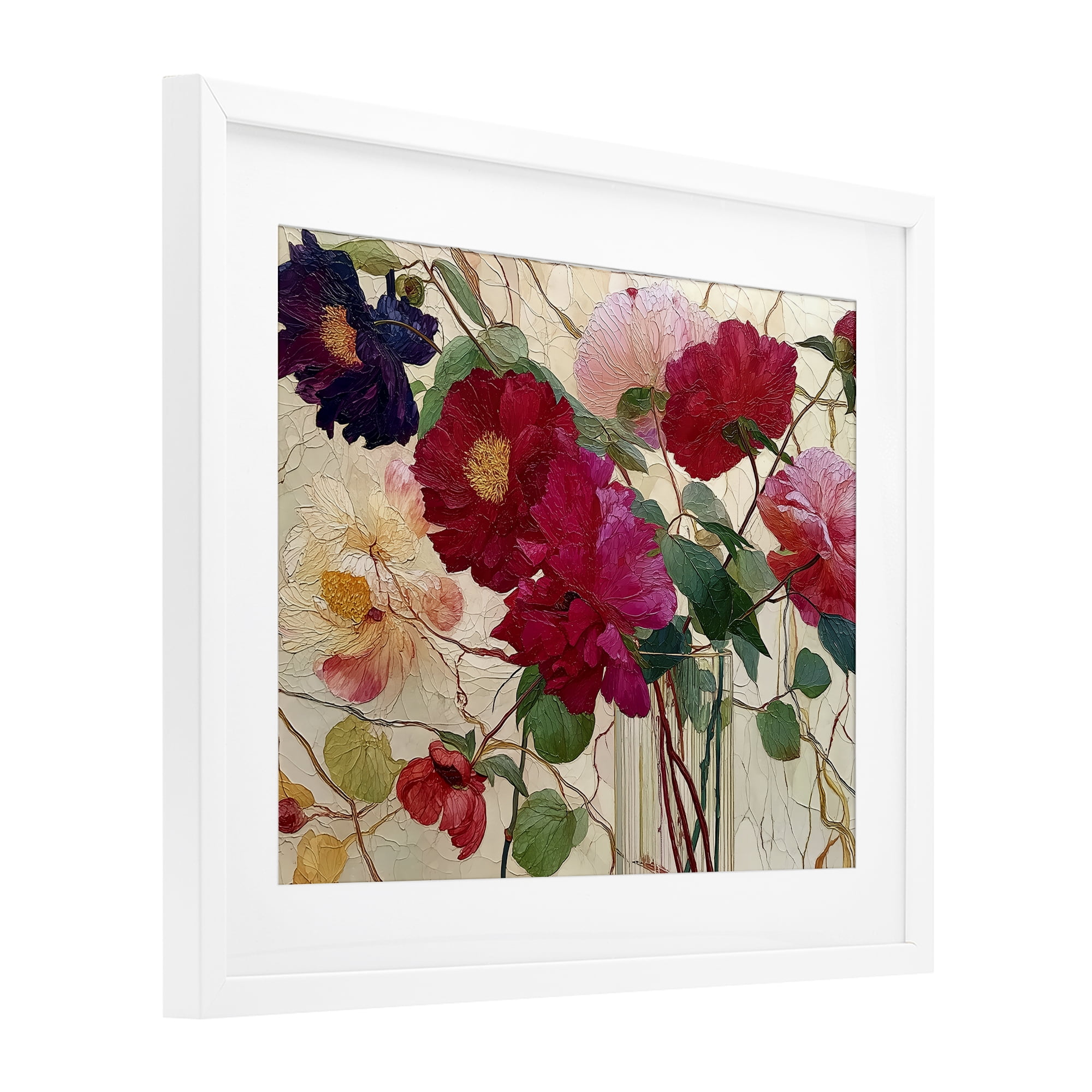 Haiku Flower Vase White Framed Print Under Glass, design by Annabelle Hall