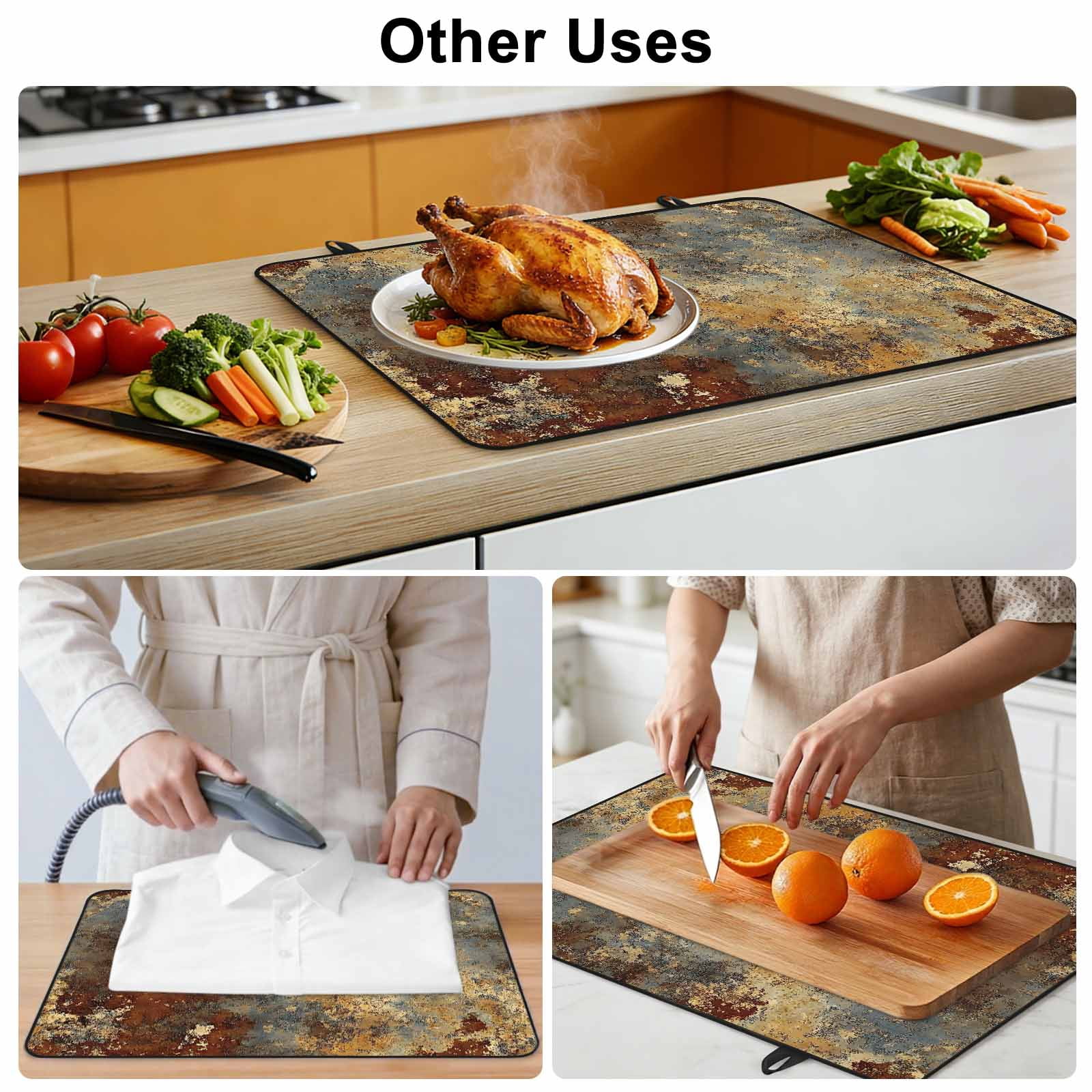 Brown Gray Stove Top Cover for Electric Stove, Heat-proof & Non Slip Glass Top Stove Cover Protector, Rustic Abstract Gradient Mottled Texture Kitchen Flat Cooktop Rubber Mat 24x21 Inches