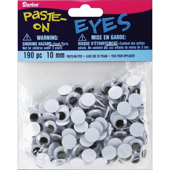 Paste-on Wiggle Eyes, 10mm, 190pk, Black