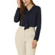thumbnail image 5 of Camisa de oficina elegante de manga larga con cuello atado para mujer, puños con botón, S azul oscuro, 5 of 8
