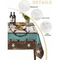 thumbnail image 5 of Teal Brown Texas Star Rectangle Tablecloth, Farmhouse Country Wooden Waterproof & StainResistant Tablecloth, Washable Oil-proof Table Cover for Dining/Party/Wedding/Camping/Buffet 52x70 In, 5 of 9