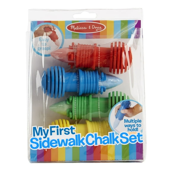 Melissa & Doug My First Sidewalk Chalk Set With Holders - 4 Chalk Sticks and 4 Holders