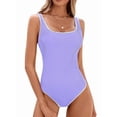 thumbnail image 1 of Women'S One-Piece Swimsuit Color Block Ribbed Sports Adjustable Strap High Cut Swimsuits Deep S, 1 of 9