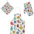 thumbnail image 5 of Polyester Insulation Kitchen Oven Mitts Potholder Apron 3Pcs Set A Cute Golden Retriever Non Slip Heat Resistant Gloves for Baking Cooking BBQ, 5 of 7