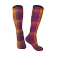 thumbnail image 4 of Balery Purple Yellow Buffalo Plaid Printed Novelty Socks Men's Women's Crew Socks Sports Socks Knee High Socks Cotton Socks Quirky and Cool Socks, 4 of 9