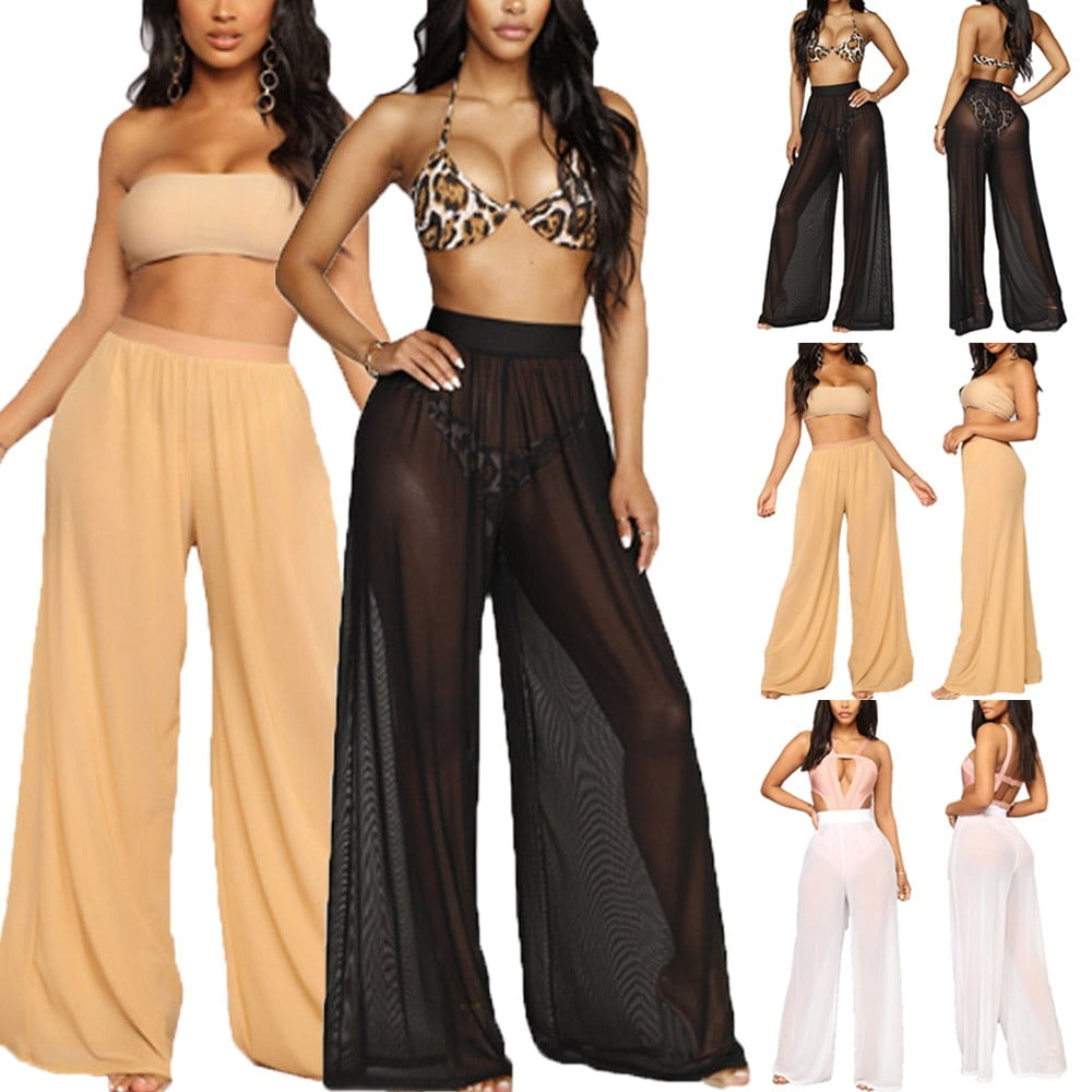 2018 Summer Women Mesh Sheer Casual High Waist Wide Leg Long Pants Trousers  - Walmart.ca