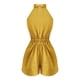 thumbnail image 2 of Gibobby pantalones de yoga Mono de color sólido para mujer, cuello colgante de verano, sin mangas, sin espalda, con cordones(Amarillo， S), 2 of 5