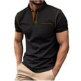 thumbnail image 2 of Vivianyo HD Men's Short Sleeve Henley Shirt Men's Patchwork Button-Up Short Sleeve Stand Collar Top Stand Collar Top/Shirt, 2 of 6