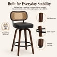 thumbnail image 5 of SESSLIFE Swivel Bar Stools Set of 2, 25.6" Counter Height Barstools with Black PU Leather, Curved Backrest & Footrest, Mid-Century Modern Kitchen Stools for Kitchen Island, 5 of 8